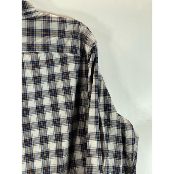 GOODFELLOW & CO Men's Cream/Blue Plaid Slim-Fit Button-Up Long Sleeve Shirt SZXL - Picture 4 of 11
